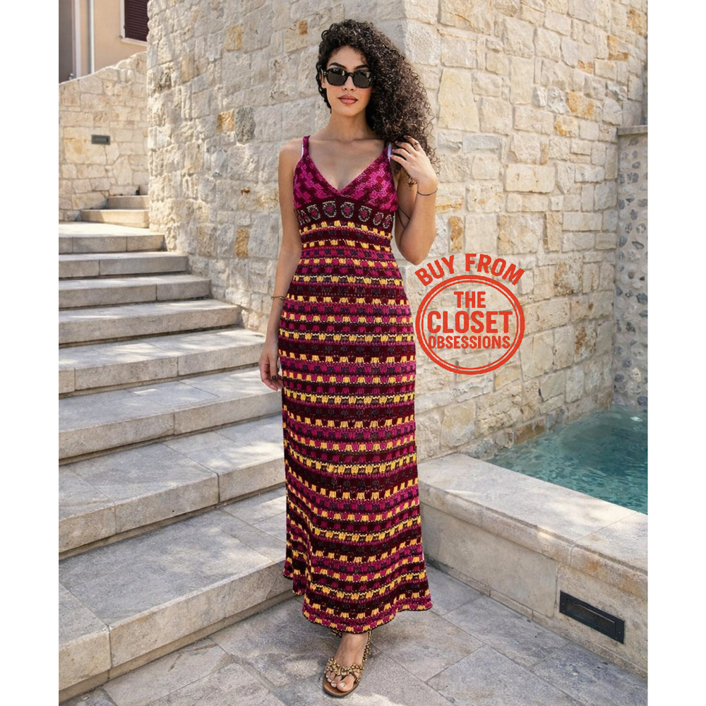 ZARA Blogger Favorite V-Neck Knit Midi Dress NWT Multicolor